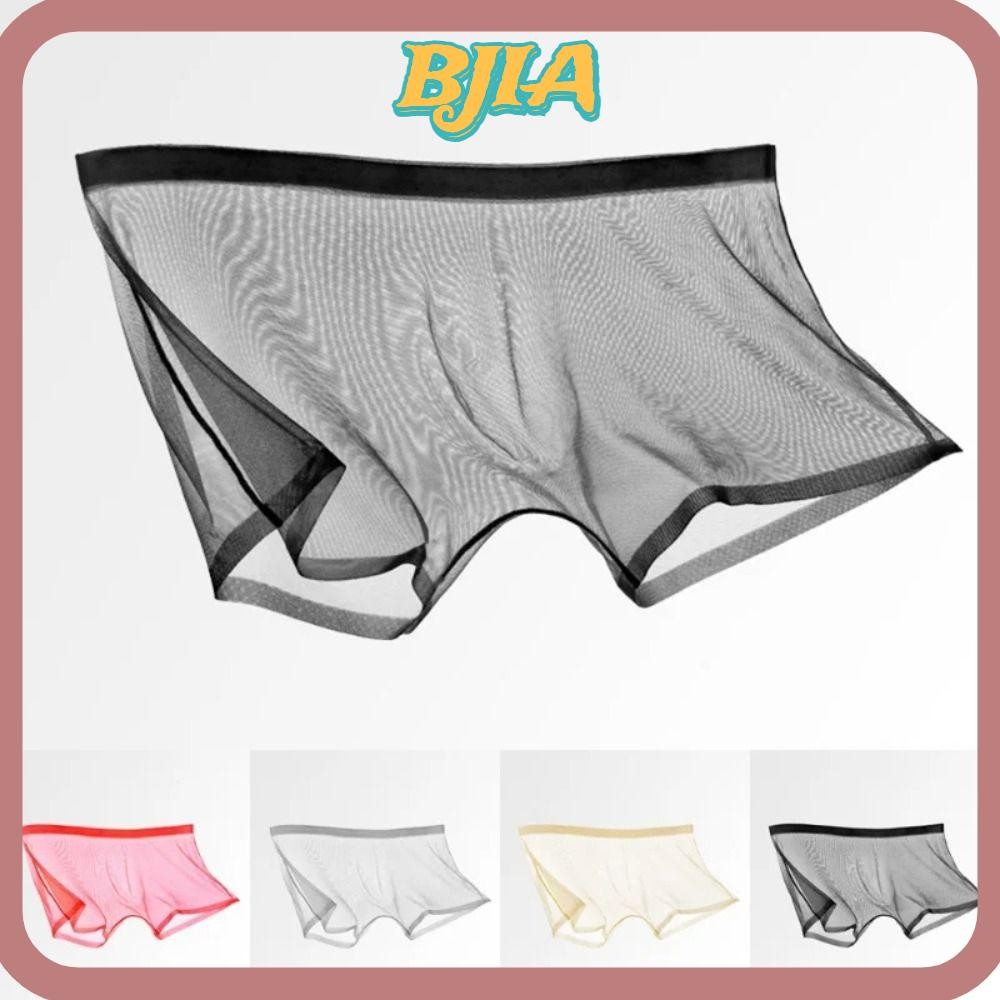 BJA Transparent Boxers, Low-waist Bulge Ice Silk Men's Underwear ...