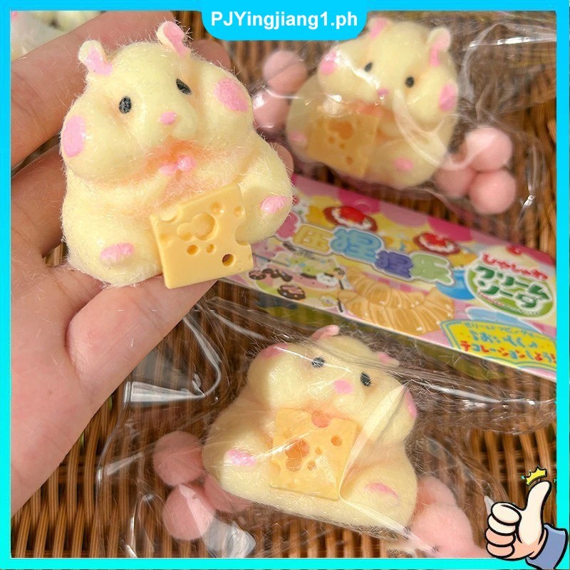 Image showcasing Cute Fatty Hamster Squeeze Toy Soft Plush Cheese Hamster Stress Relief ...