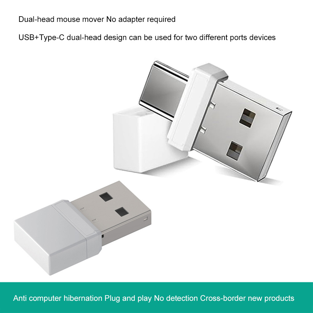 2 In 1 Mouse Jiggler USB Type C Undetectable Mouse Mover Automatic ...