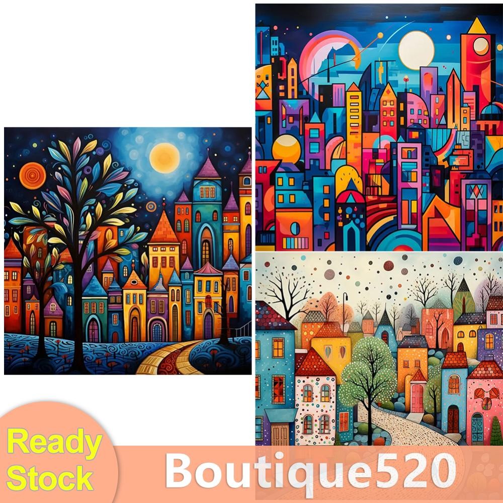 5D DIY Full Round Drill Diamond Painting Colorful House Home Decor Art ...