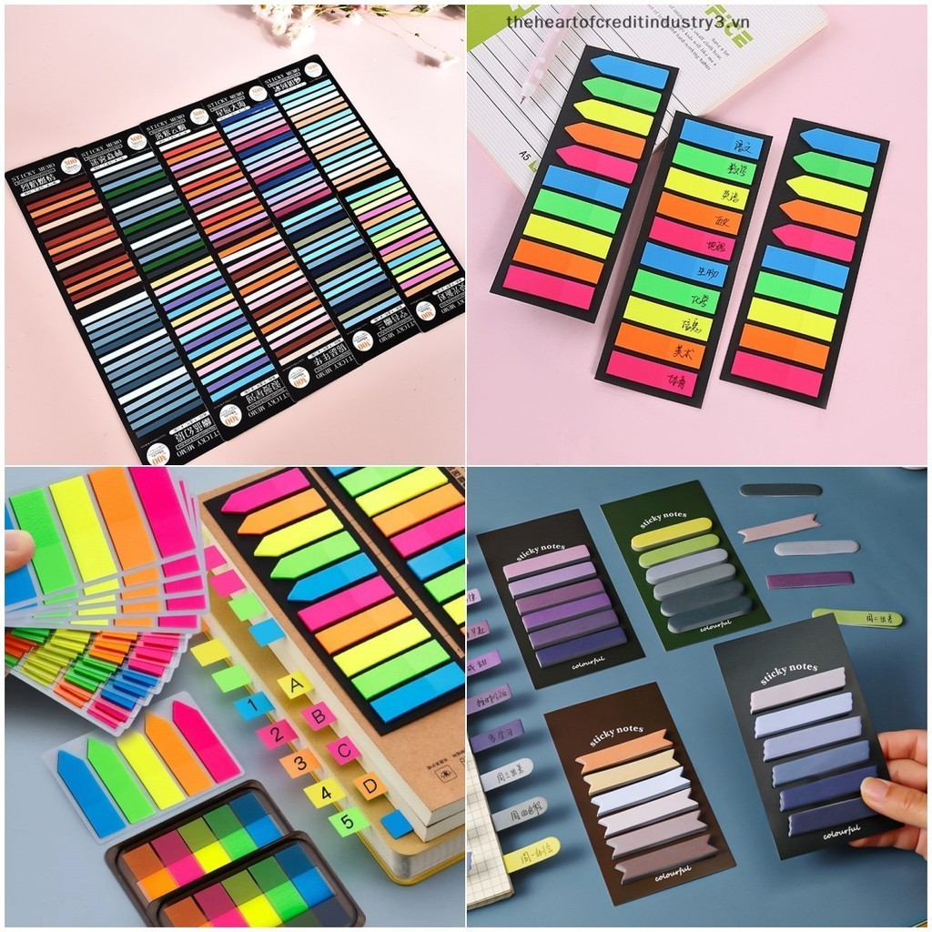200 PCS Convenient Sticky Notes Student Colored Index Stickers Office ...