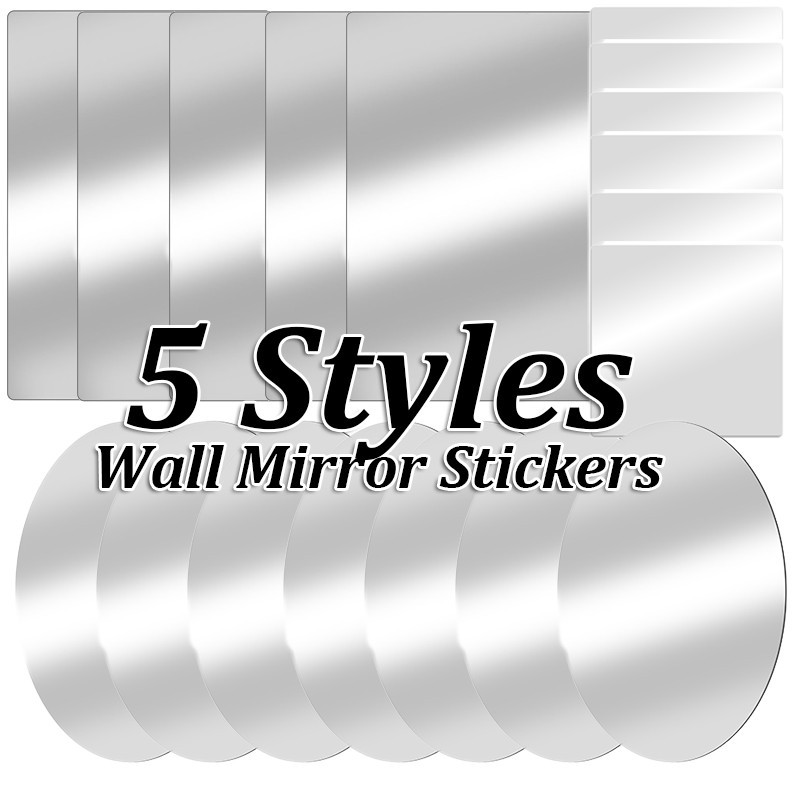 Square Oval Round Mirror Stickers - Glass Tile Wall Decal - Mosaic Home ...