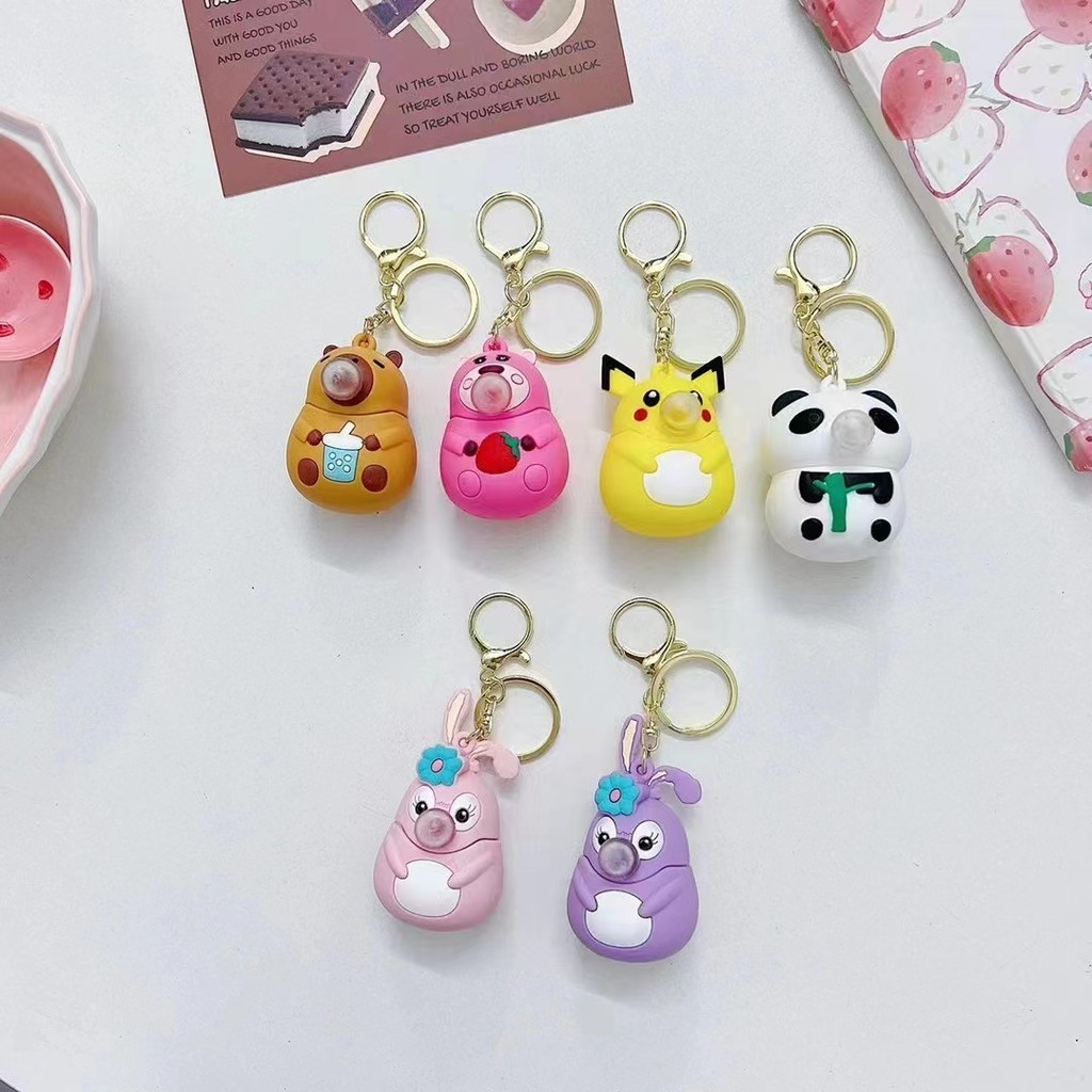 Capybara Toy Blowing Bubbles Cartoon Keychain Strap Lanyard Pendant ...