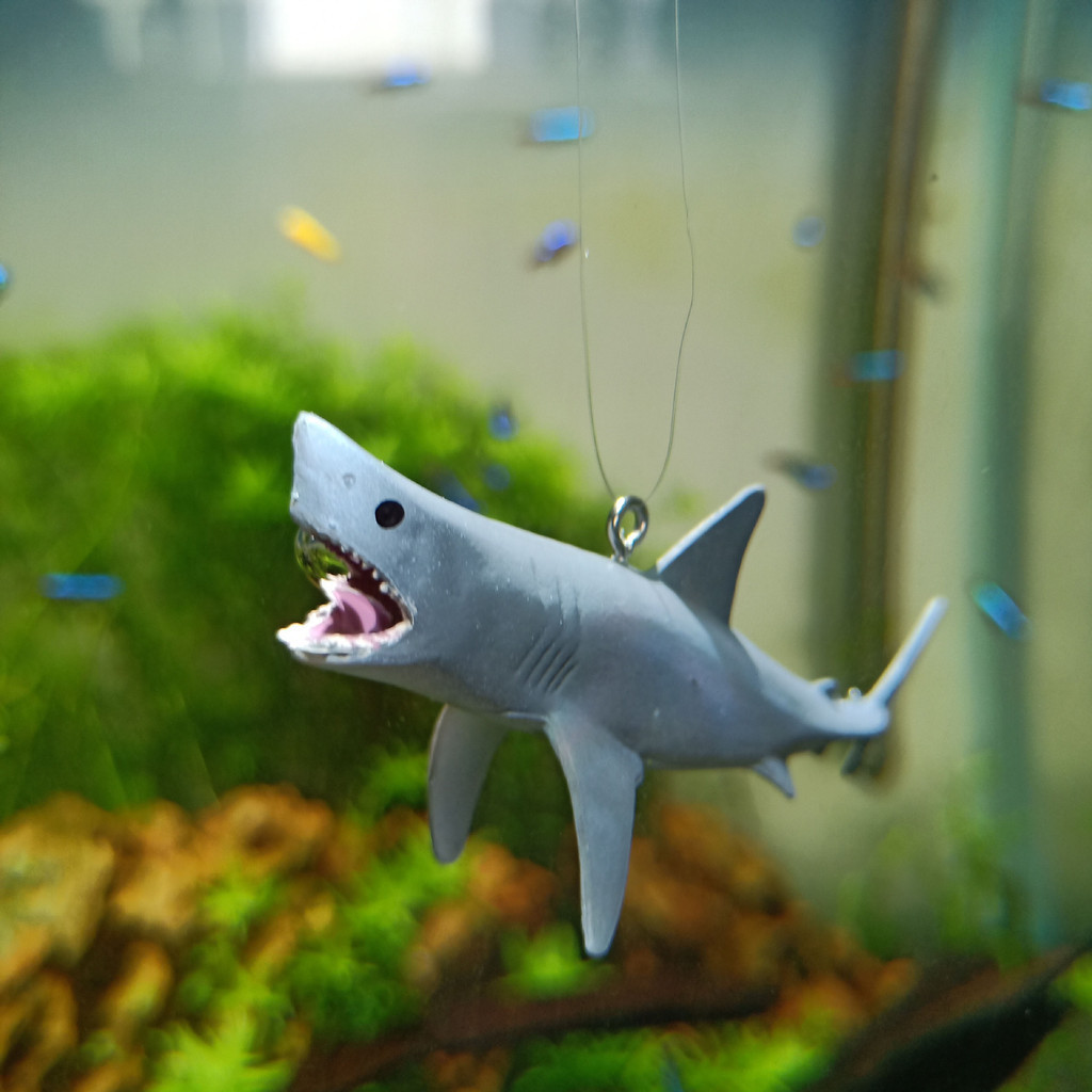 Picture of Aquarium landscape shark floating fish tank decoration cute fierce Great white shark small fish ...