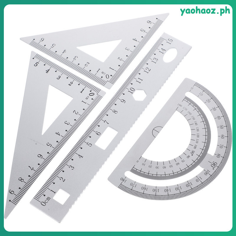 Silver Protractor Ruler Aluminum Student Triangle Plate Square Office ...