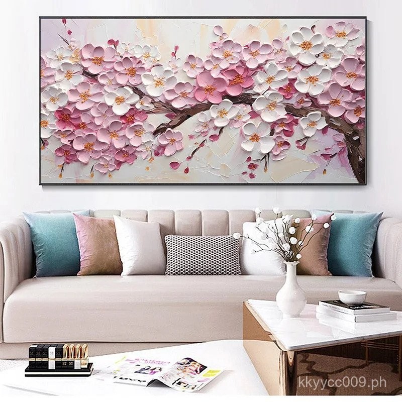 Cherry Blossom Branch Painting Poster Floral Impasto Abstract Tree ...
