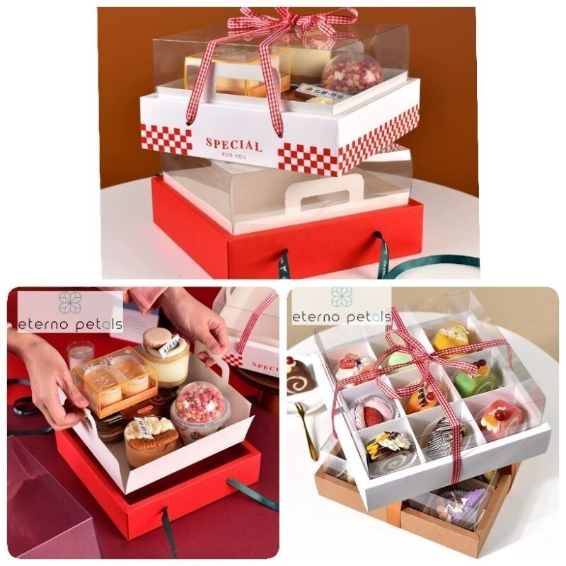 4-6-9 hole Cake Packing Box/ Transparent Dessert Box 4-Grid /9 Grid ...