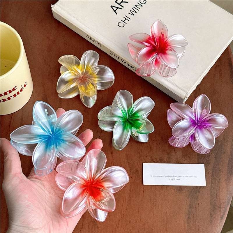 New! Matte High Quality Plumeria Grab Clip, Korean Style Flower Hair Clip,  High Quality Pan Hair Shark Clip Factory Wholesale Hair Accessories