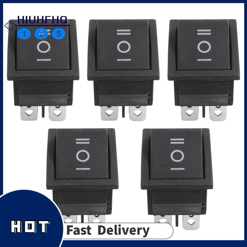 【Hiuhfhq105】5 Pcs 6 Pin DPDT Black Button On/Off/On Rocker Switch AC ...