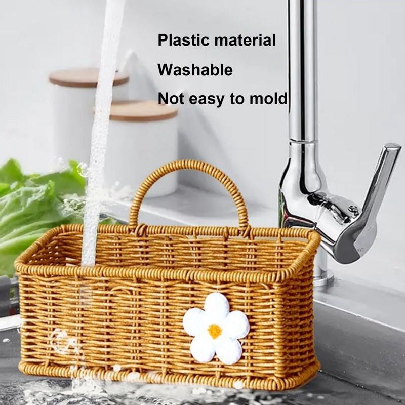Kitchen Ginger Garlic Storage Basket Imitation Rattan Woven Ginger ...