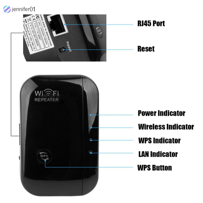 jen WiFi Extender Signal Booster Repeater 300Mbps Internet Booster WiFi ...