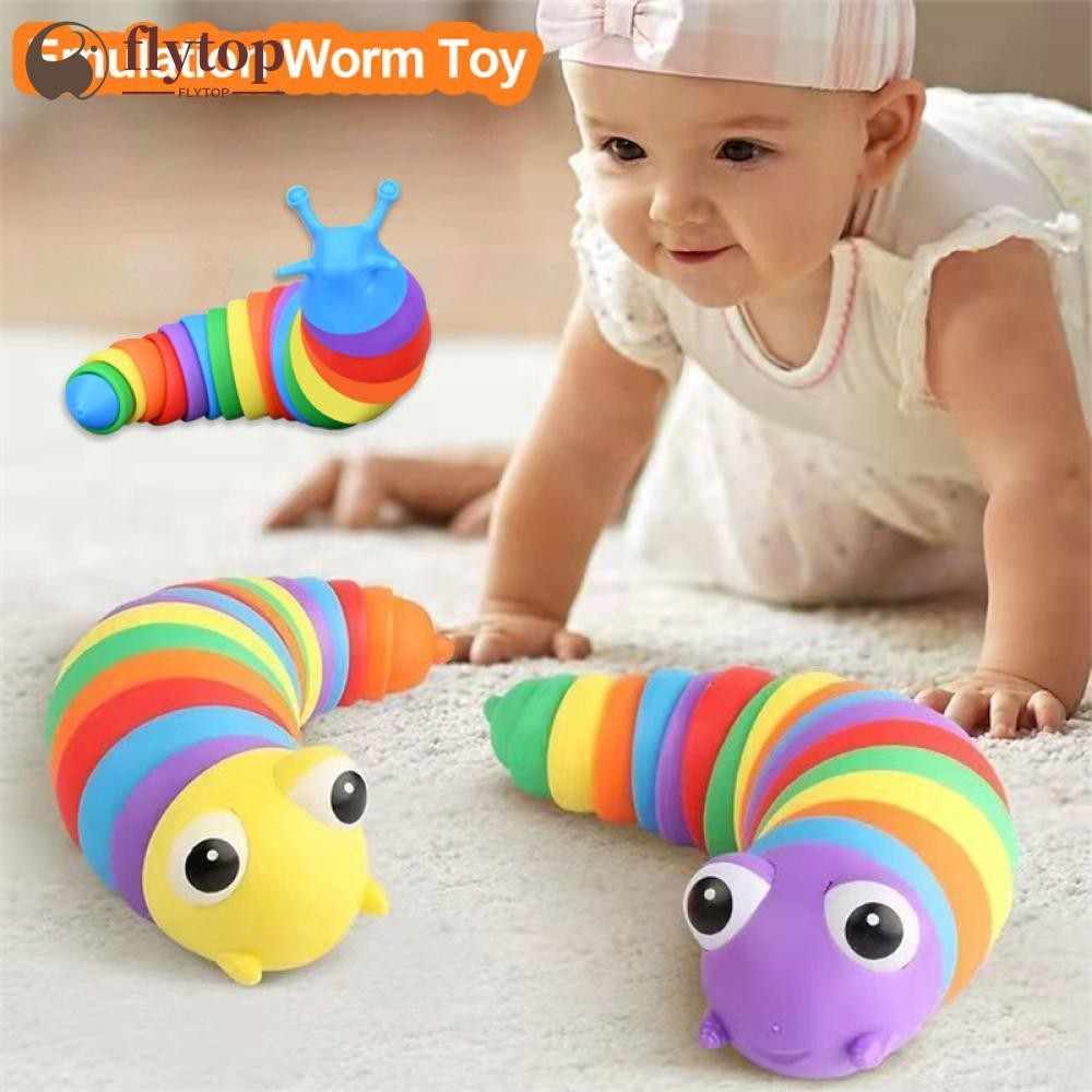 FLYTOP 3D Emulation Worm Fidget Toy Slug Articulated Realistic Insects ...