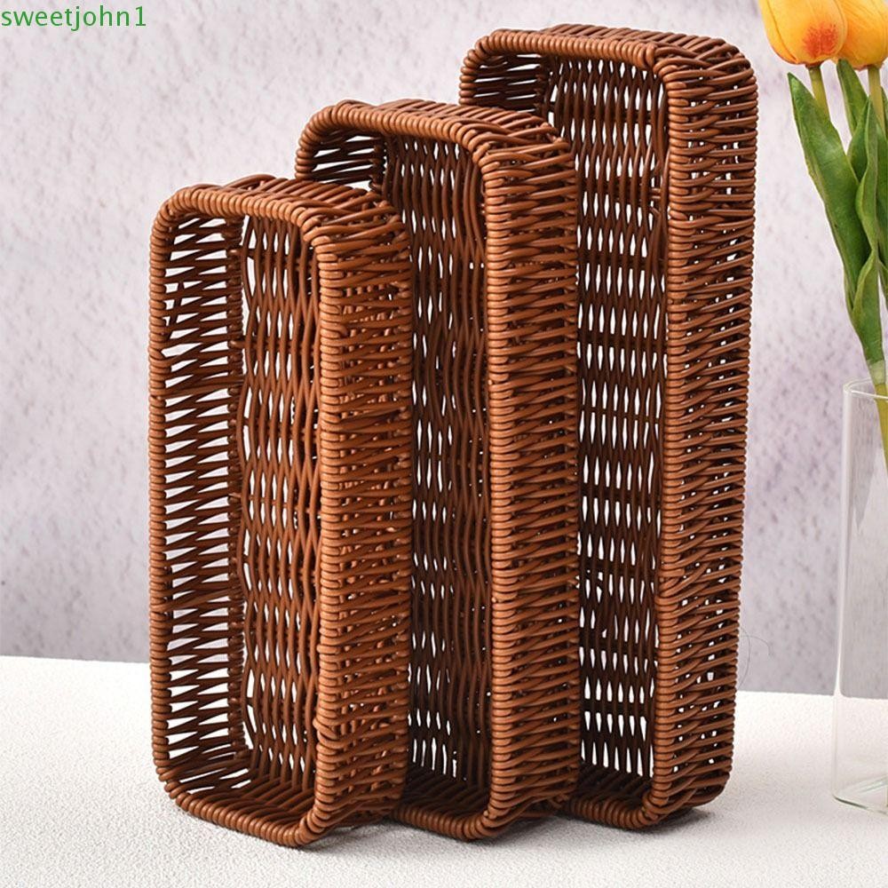 SWEETJOHN Imitation Rattan Storage Basket, Rattan Weaving Colorful Faux ...