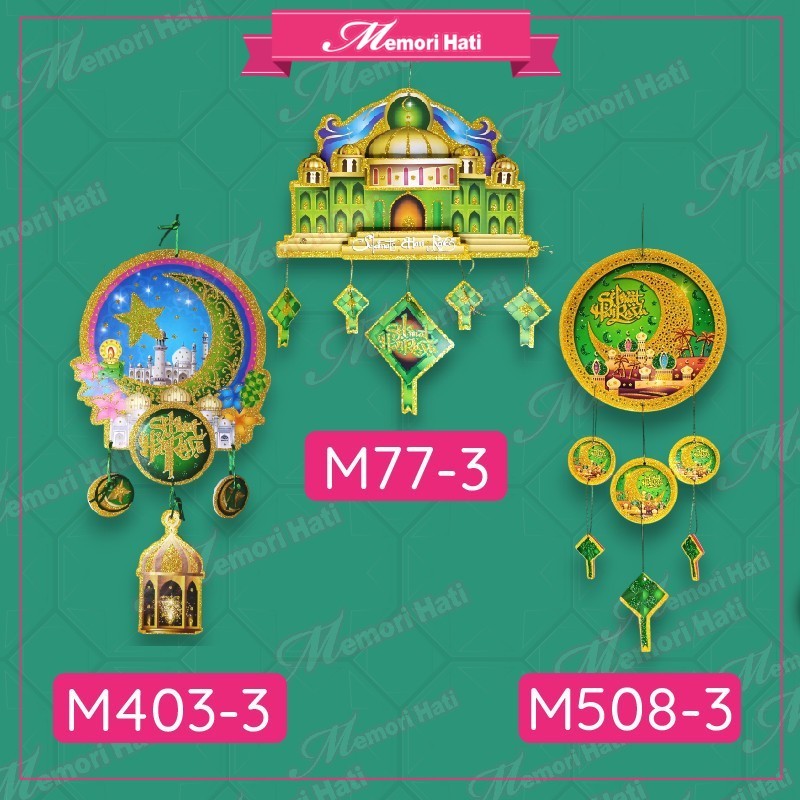 M77-3, M508-3 & M403-3 Hiasan Dinding Hari Raya Berkilat / Hari Raya ...