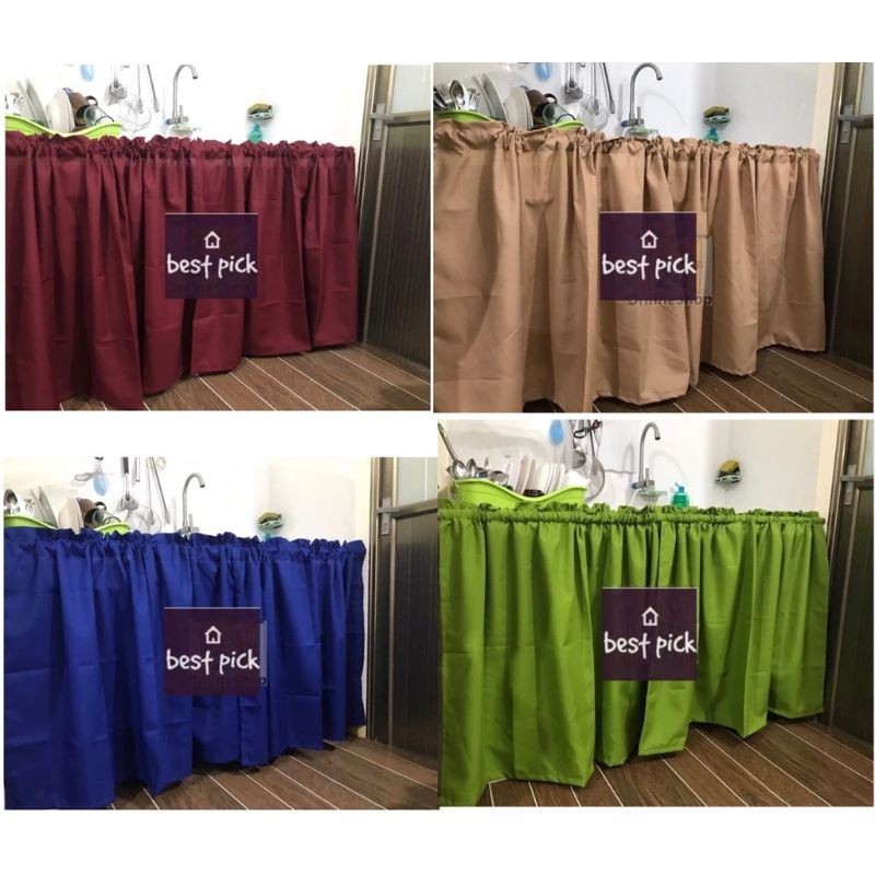 Plain Geana Kitchen Sink Curtain Elegant Standard Size 60x30/Mariya's
