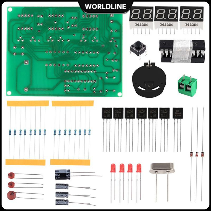 AT89C2051 6-Digit LED Clock DIY Kit - 9V-12V, Red Display, With USB Cable, Electronics Project