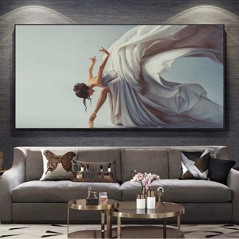 Modern Elegant Ballerina Canvas Art Dancing Girl Wall Poster for Living ...