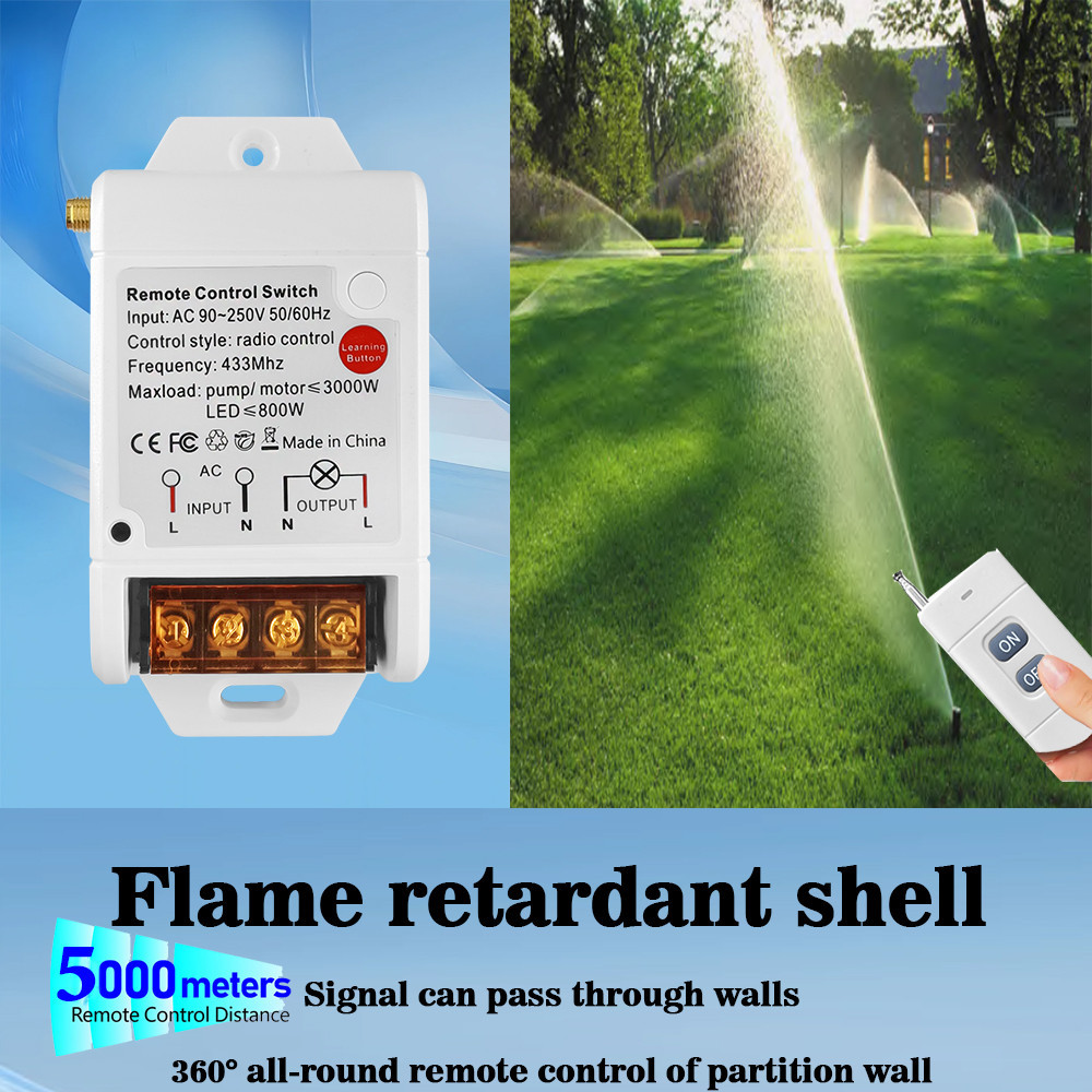 RF 433Mhz Universal Wireless Remote Control Switch 110V 220v 30A 5000M ...