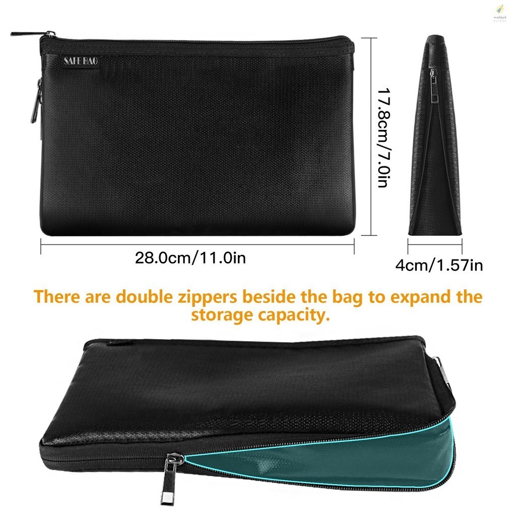 SentrySafe Fire & Water Resistant Portable Document Bag – Go-Bag With Zipper, Snaps, 4-Layer Protection, 9x13x1.5 Inch, For Money, Passports & Valuables