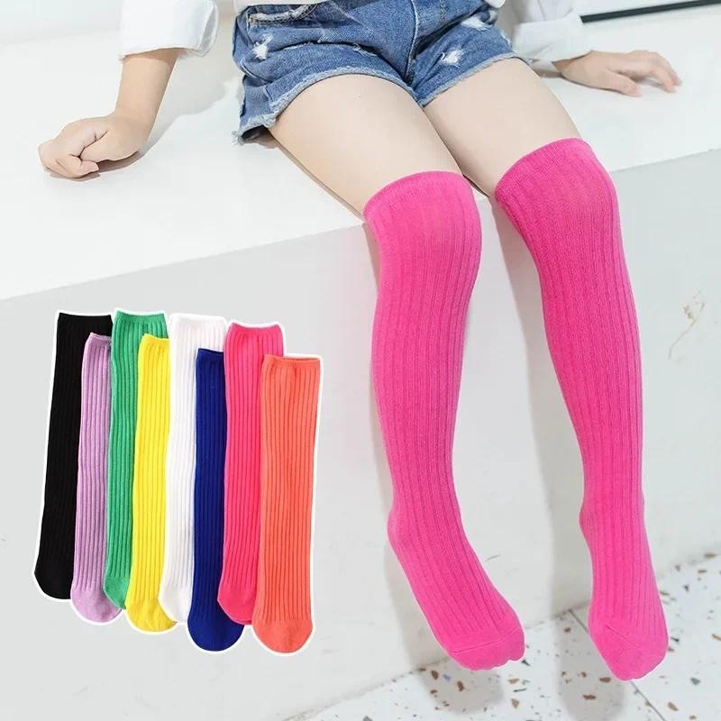 Children's High Knee Socks Kids Baby Cotton Candy Color Stockings Long ...