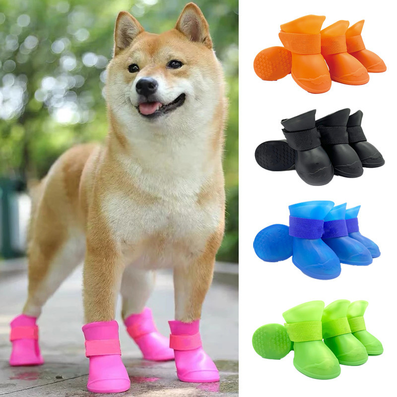 4Pcs Pet WaterProof Rainshoe Anti-slip Rubber Boot For Small Medium ...