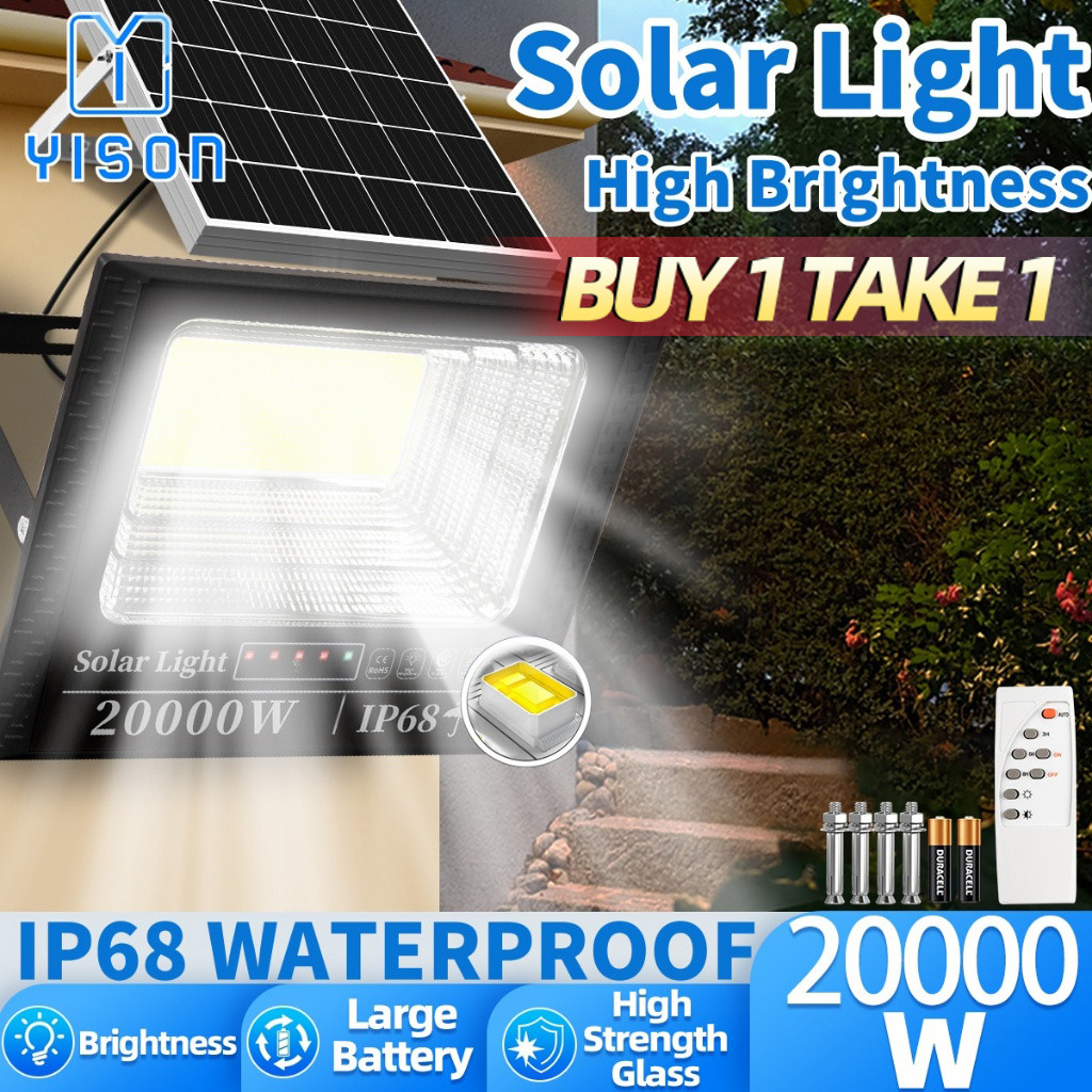 YISON 20000W Ip68 Outdoor Waterproof Solar Light High Brightness Flood ...