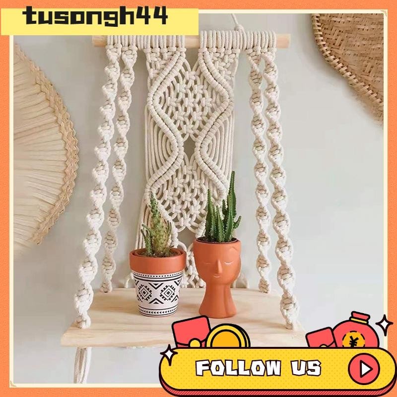 Boho Macrame Wall Hanging Shelf Handmade Woven Tassel Tapestry Rack ...