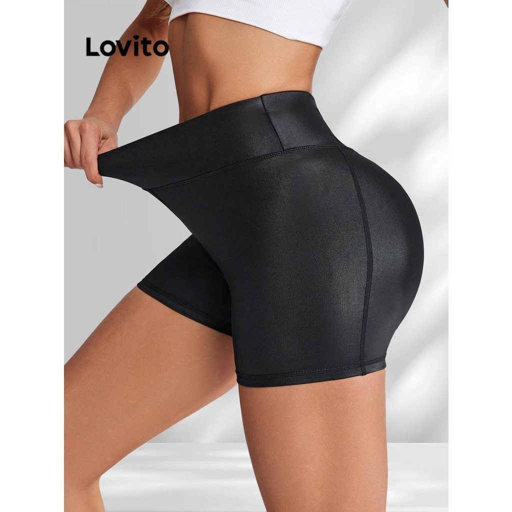 Lovito Women Sporty Plain Butt Lift Sports Shorts Lnl60198 Shopee