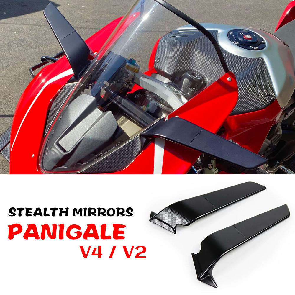 thumbnail image 2 of Pair LED Turn Signal Rearview Mirrors For Ducati Panigale V4 (2019-2022) & V2 (2020-2023) – Black Aluminum 2 of 5