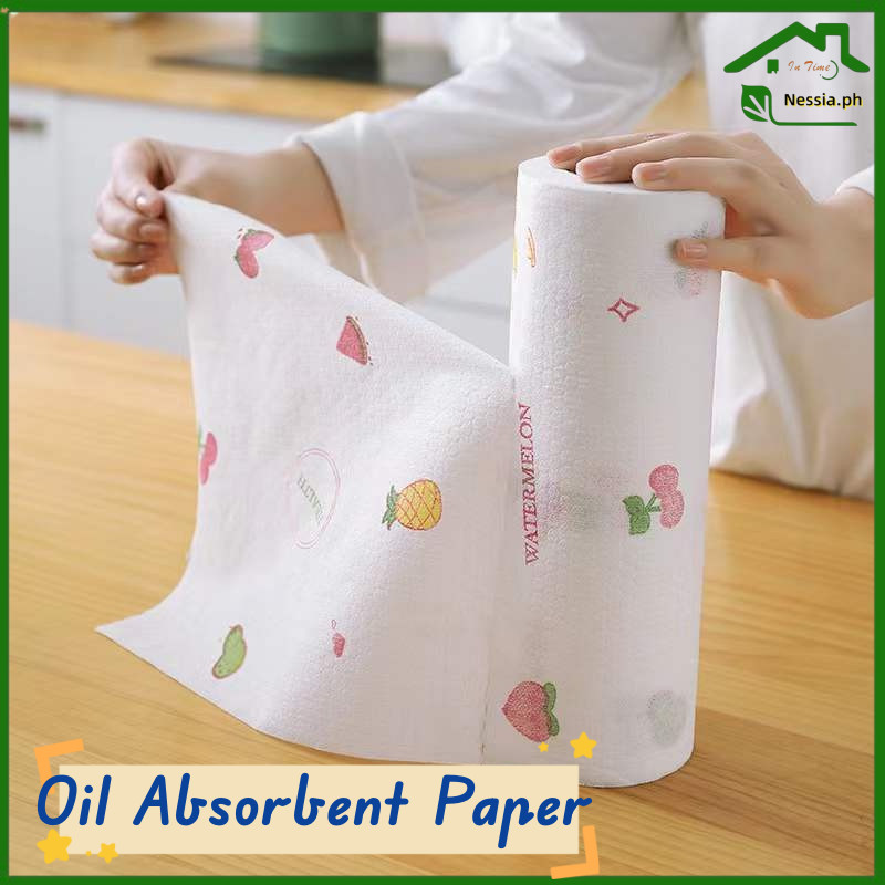 100PCS/ROLL Disposable Kitchen Oil Absorbent Paper Washable Dish Towel ...