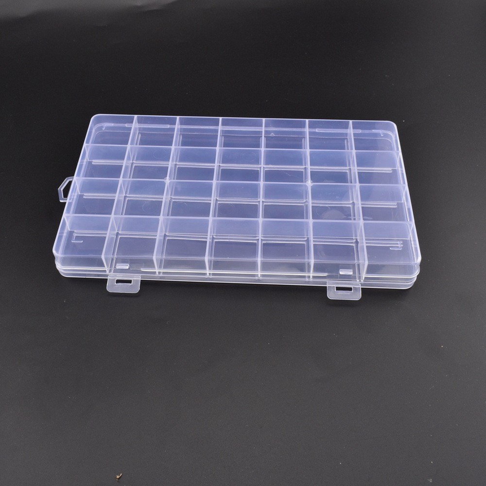 【p5s448】Fixed 28 grid transparent plastic storage box beaded box square ...