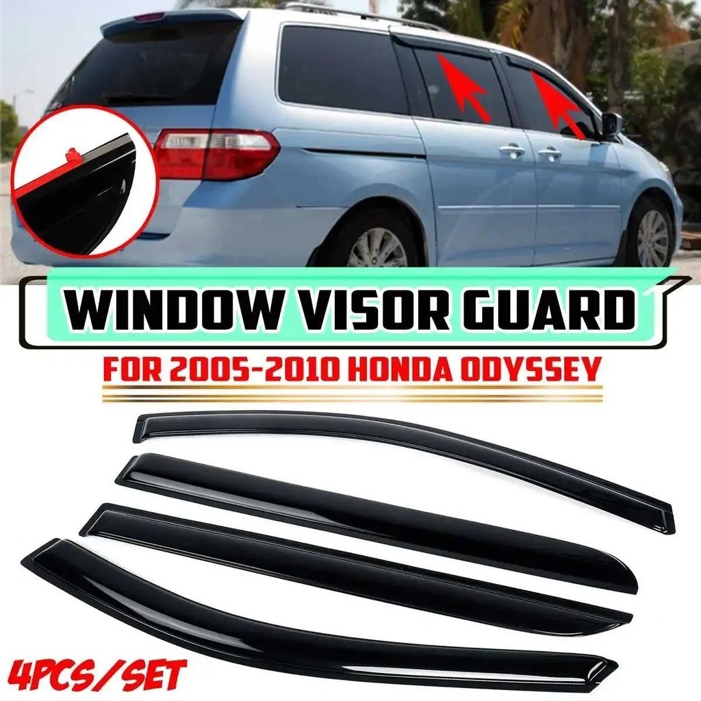 Dark Smoke Window Visors For 1999-2004 Honda Odyssey - 2pc Set Rain Guard Deflector