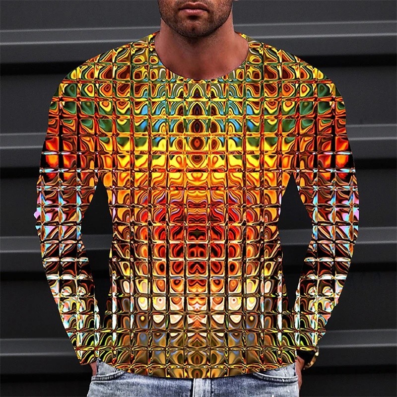 New Shiny Men's t-Shirt Pattern Gradient Round Neck Clothing 3d ...