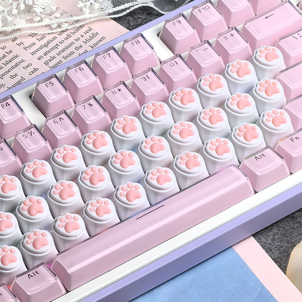 Cat Paw Keycap Pink Creative Super Cute Cartoon Corgi Butt Silicone ...