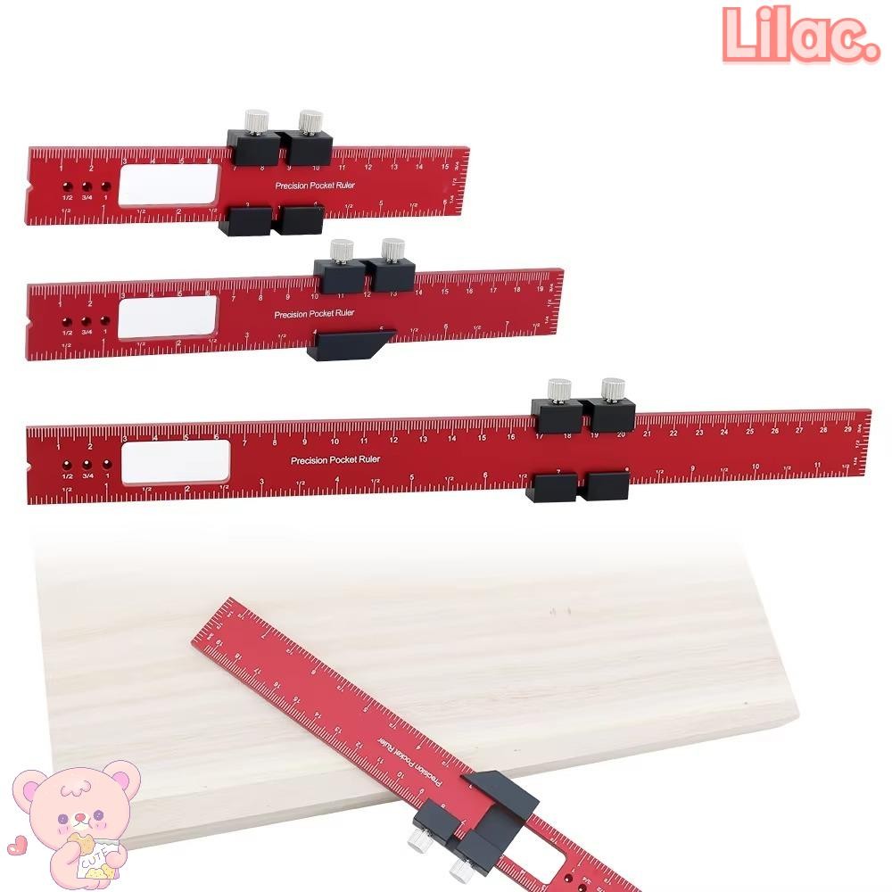 LILAC Woodworking Tools Ruler, Aluminum T-Track Pocket Ruler, Slide ...