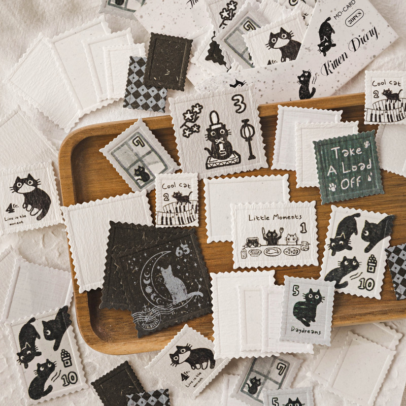 ENWEI 20 Pcs [Paper Stamp Series] Embossed Stamp Ledger Stickers ...