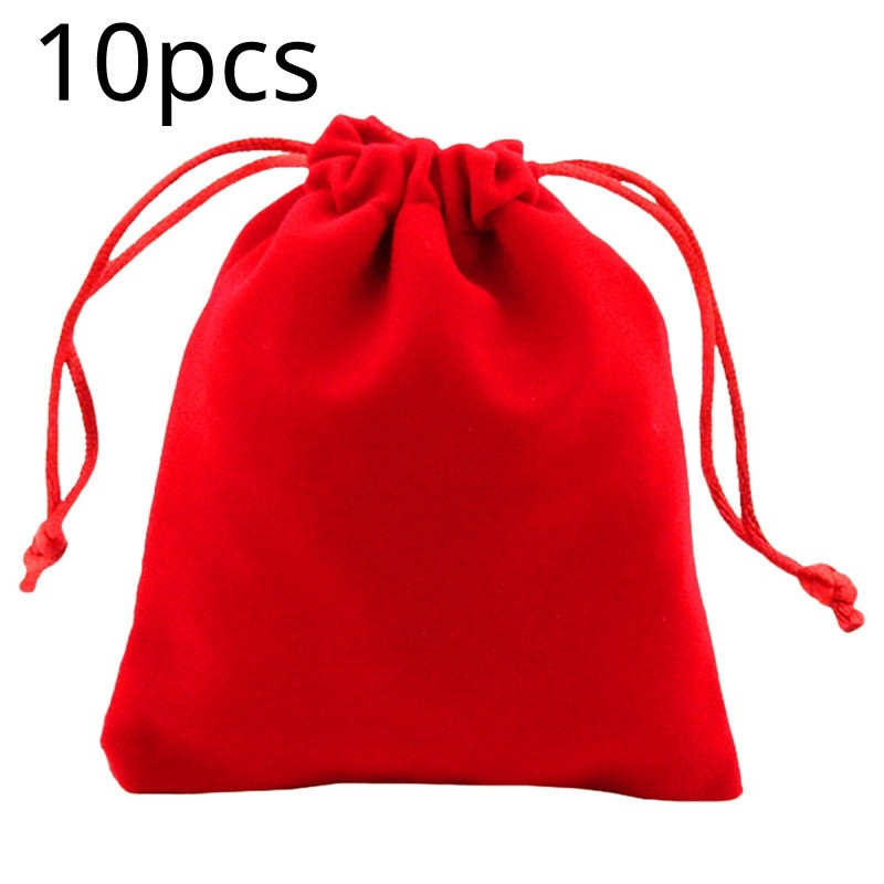 10pcs Velvet drawstring pouch 7x9CM red Jewelry Candy Storage Bags ...