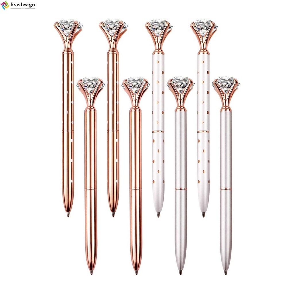 [LVDN] 8 Pcs Wedding Rose Gold Diamond Ballpoint Pens Metal Rhinestones ...