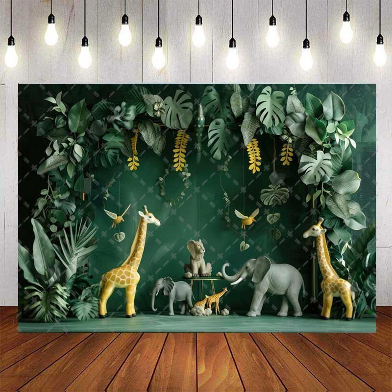 Wild Animals Backdrop For Baby Shower New Born Cake Smash Boy Girl ...