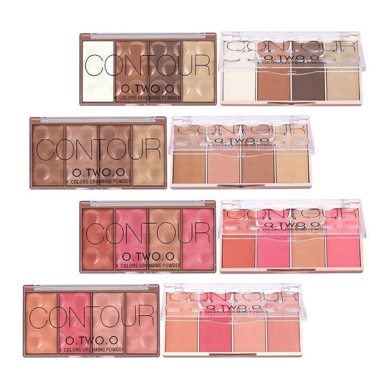O. TWO. O four-color powder blusher+facial makeup powder tray shadow ...