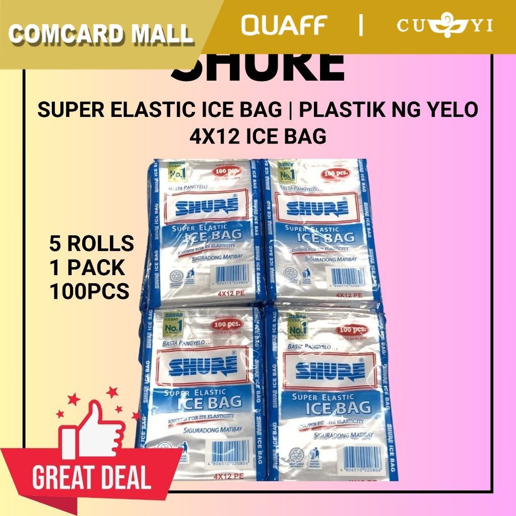Shure Ice Bag 4x12 Plastic Super Elastic Ice Bag Plastik ng Yelo (100 ...