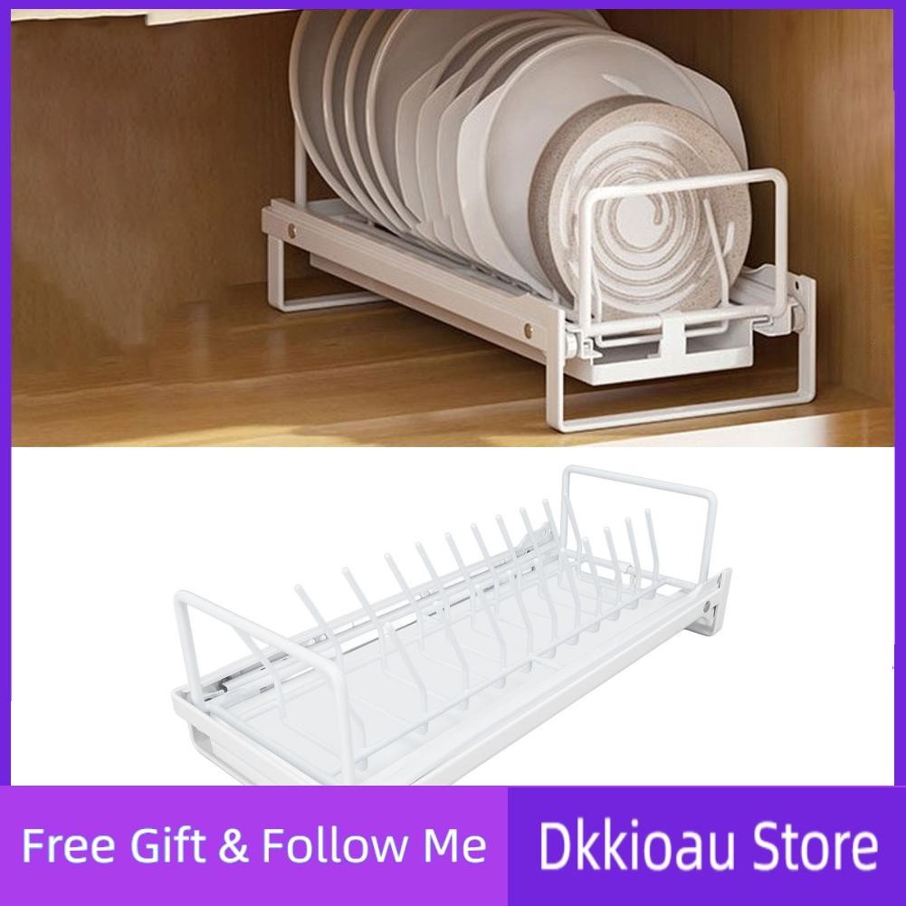 Dkkioau Pull Out Dish Drying Racks Carbon Steel Cabinet Slide Pantry ...
