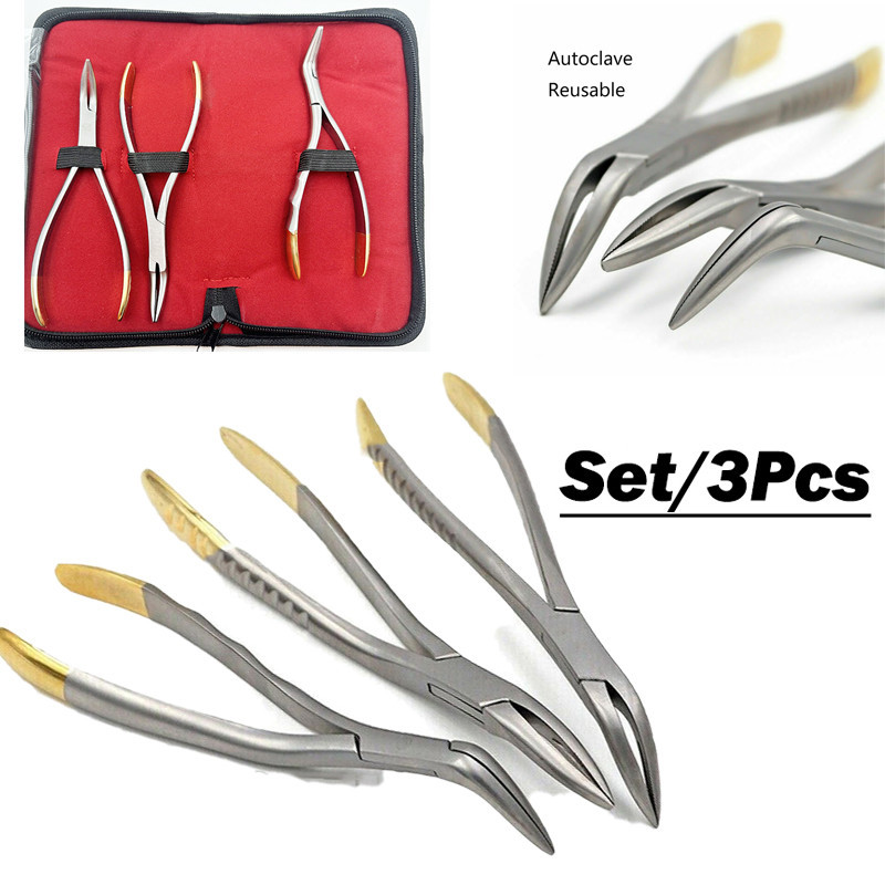 3pc Dental Tools Dental Residual Root Pliers Tooth Extraction Forceps ...