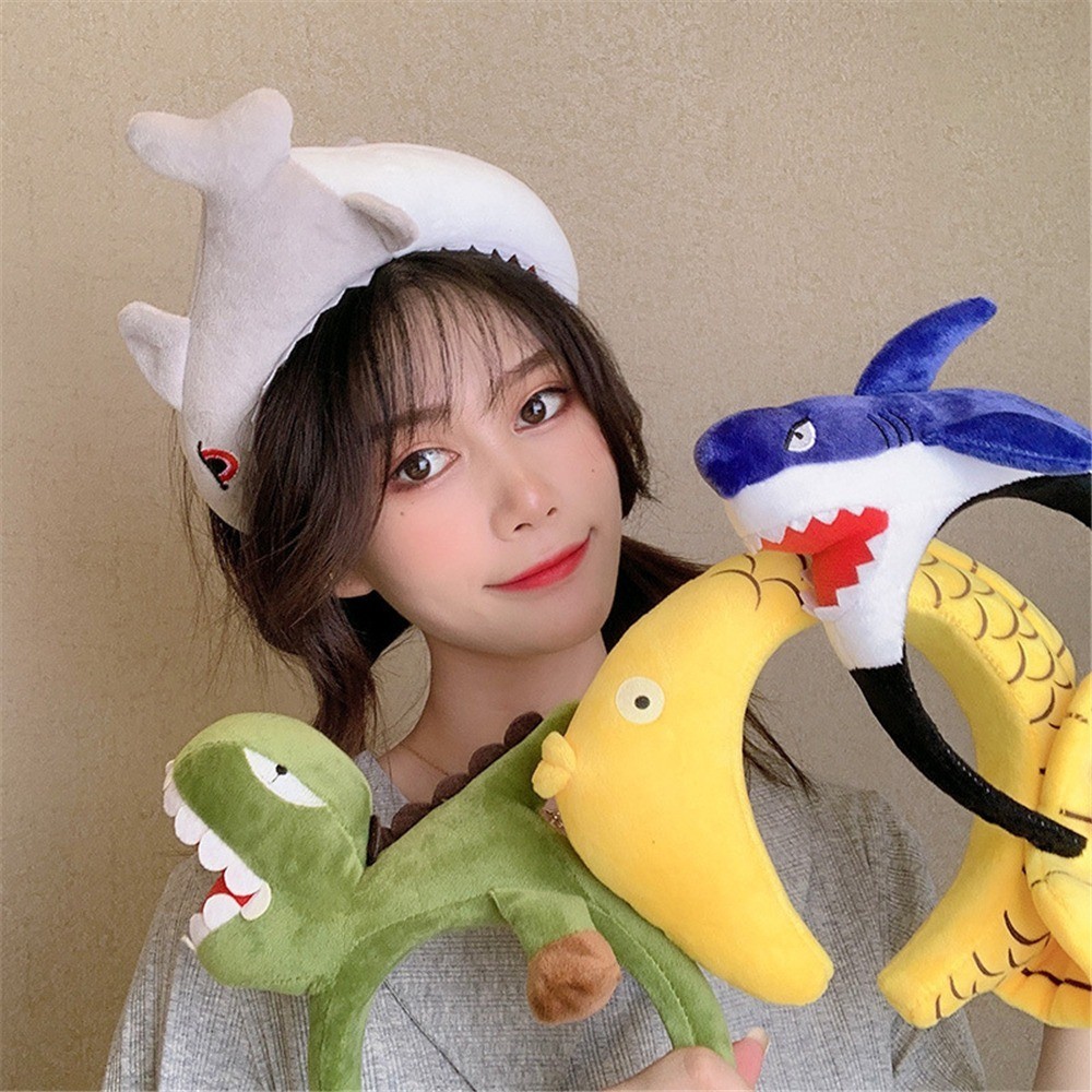 Cute Cartoon Headband Ocean Carp Shark Dinosaur Funny Doll Animal ...