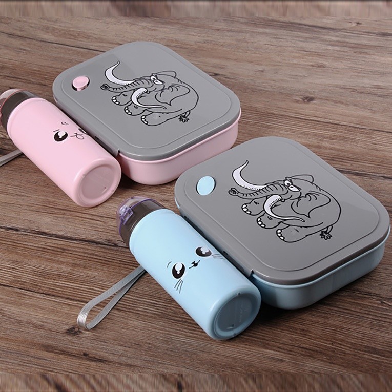 Plastic Student Rectangular Divided Lunch Box with 400ml Kettle Suit ...