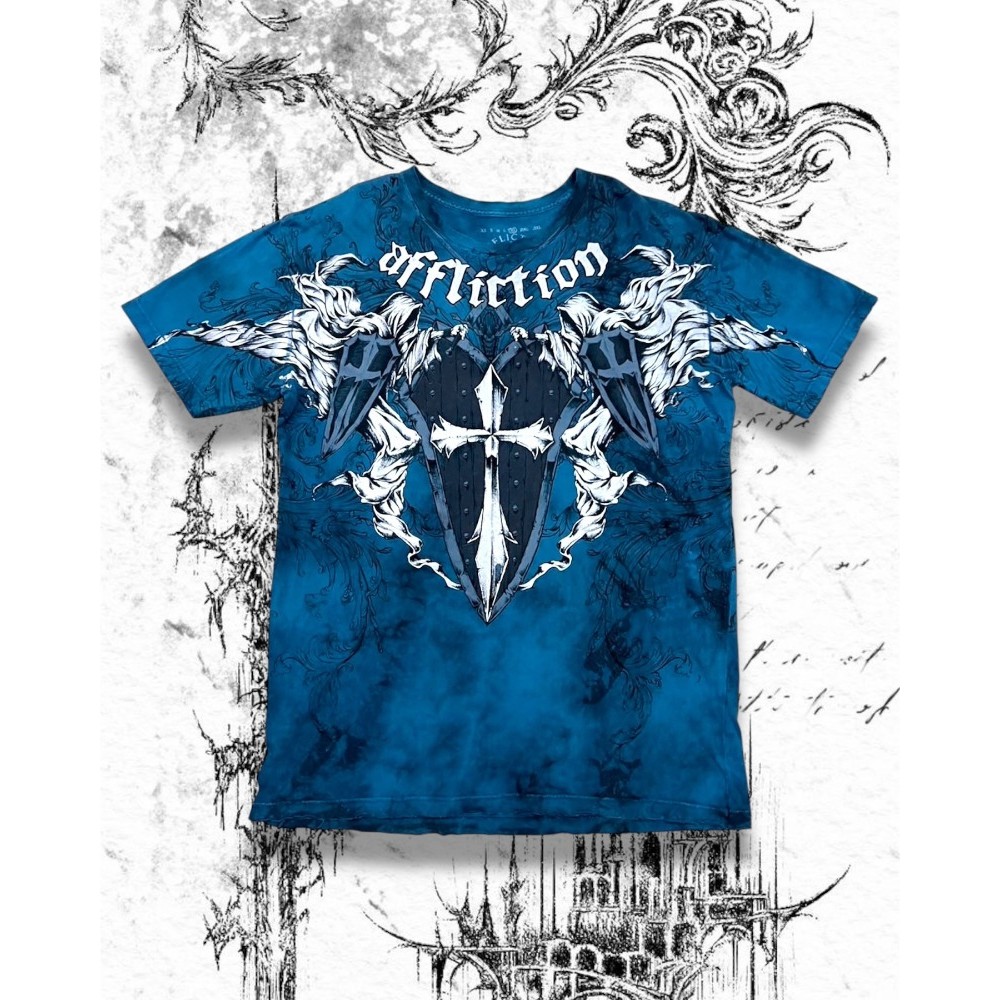 Street Vogue Cotton T Shirt Summer Retro Blue Short Sleeves Texture ...