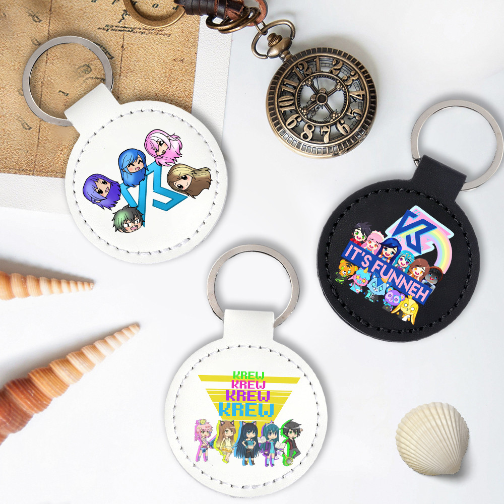 Funneh The Krew print Keychain Tote Bag Pendant Leather Key chain ...