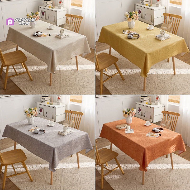 Cotton Linen Tablecloth Thick Rectangular Dining Table Cover Solid ...