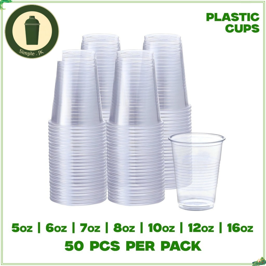 Simple.JK '' Disposable Cups 50pcs 5oz 6oz 7oz 8oz 10oz 12oz 16oz Clear ...