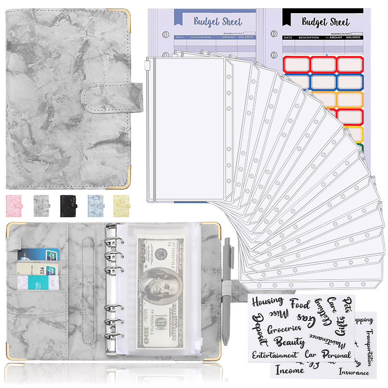 28Pc Zippered A6 Money Bag Budget Planner Binder Cover with Savings ...